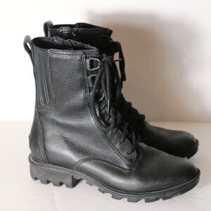Comfortable Timeless Sorel Black Leather Combat Moto Boots